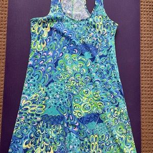 Lilly Pulitzer racer back dress, size M, multi turquoise print